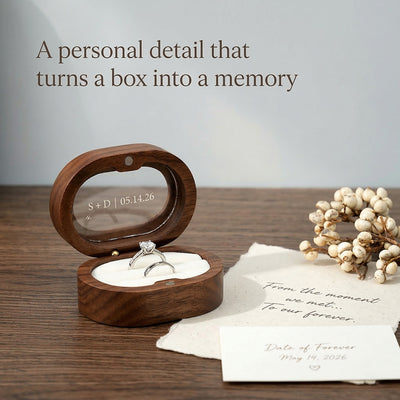 Oval Window Wooden Ring Box