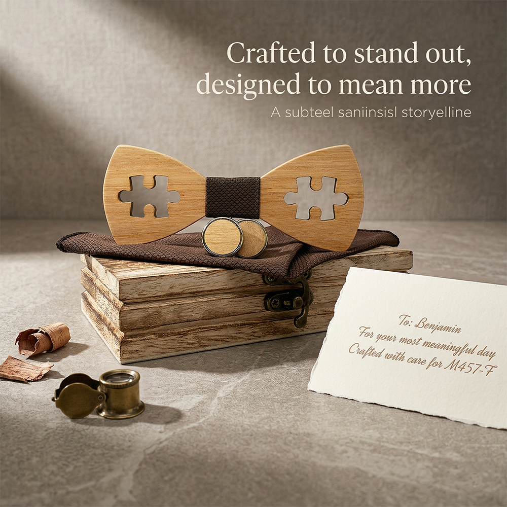Wooden Bow Tie - Puzzle Cutout Gift Set