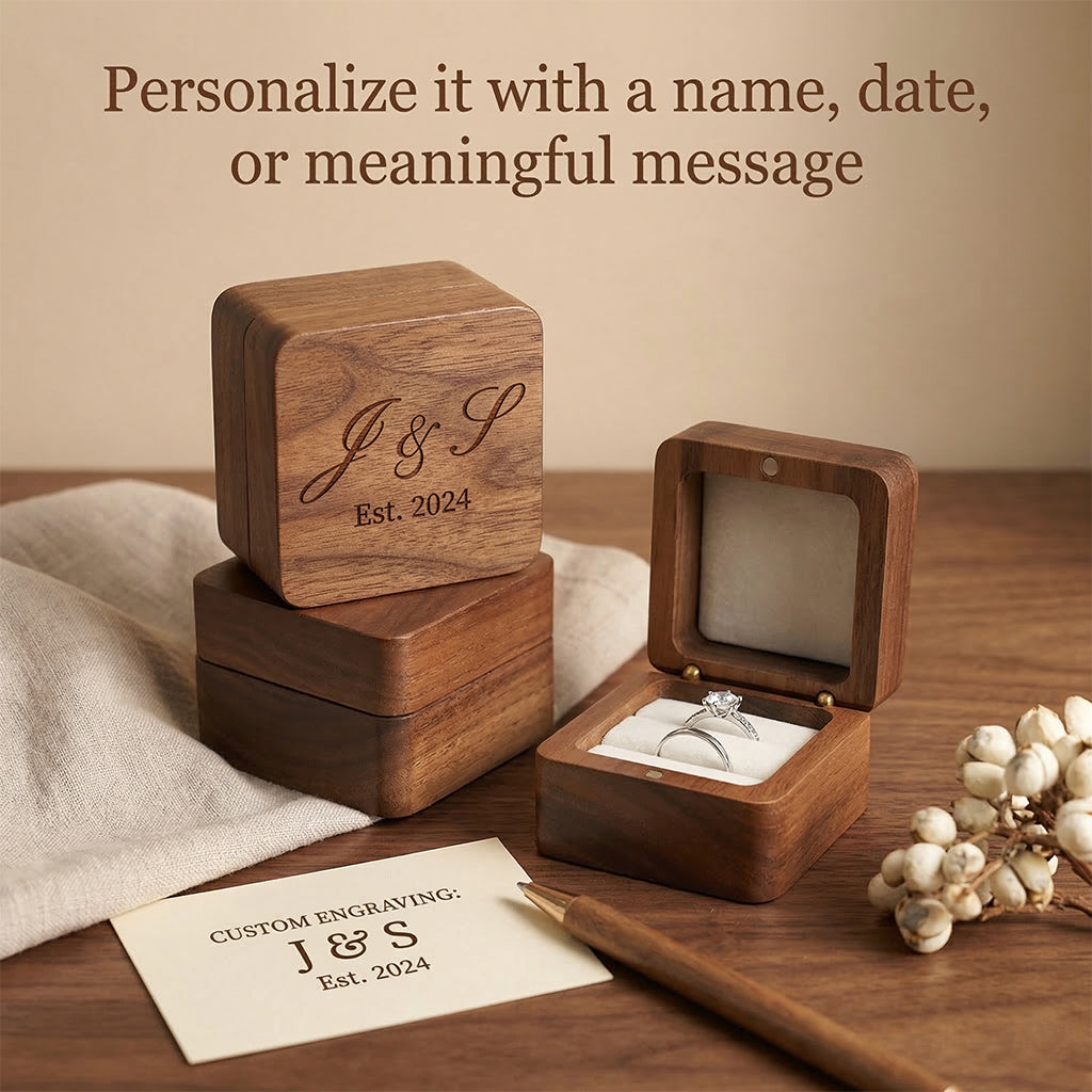 RB510 Deluxe Wooden Ring Box - Mahoosive Handcrafted Wood Ring Box