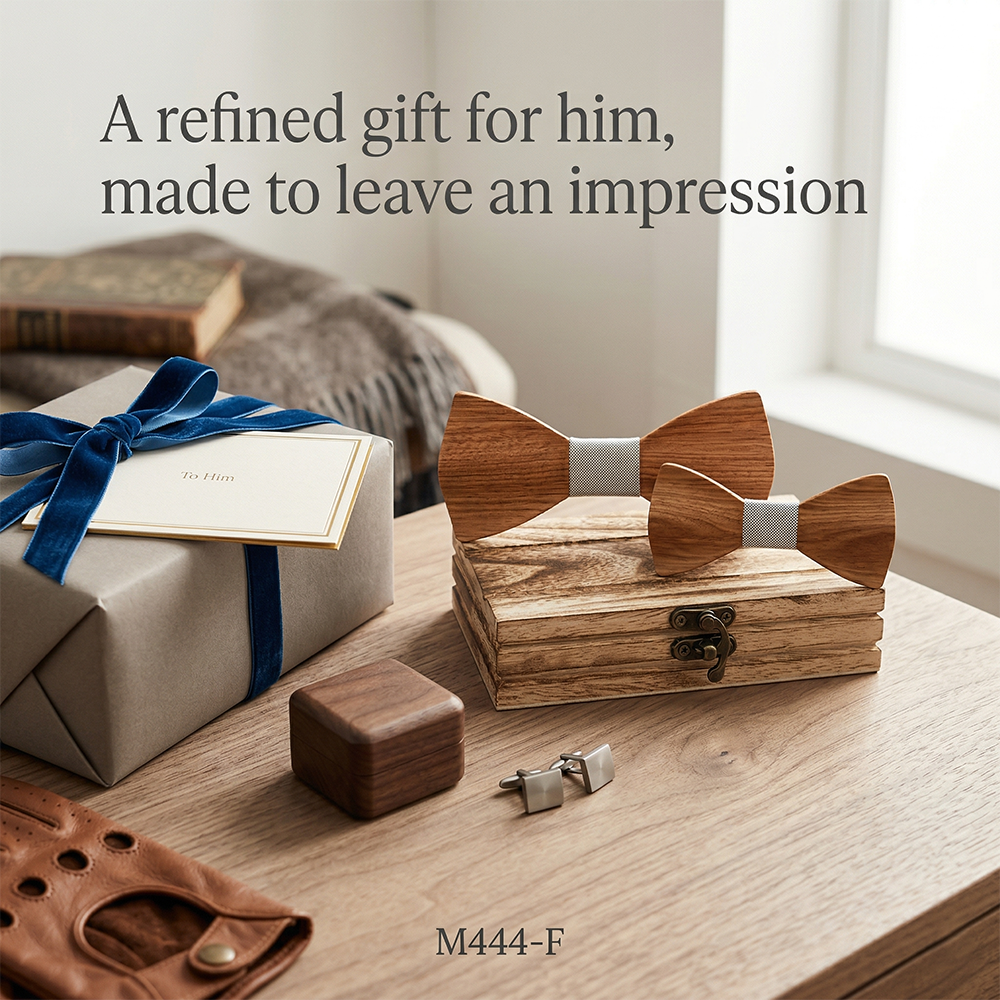 Wooden Bow Tie - Geometric Frame Design