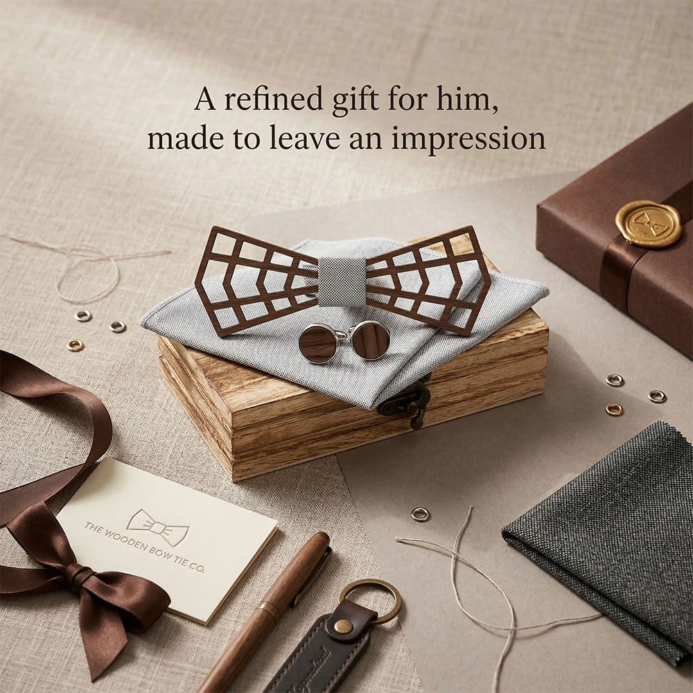 Wooden Bow Tie - Geometric Lattice Design