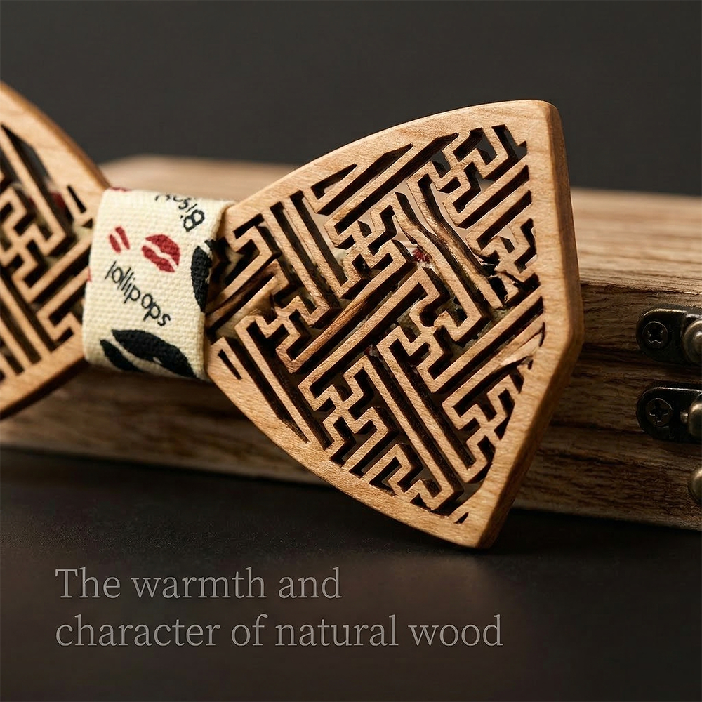 Wooden Bow Tie - Wood Grain Classic