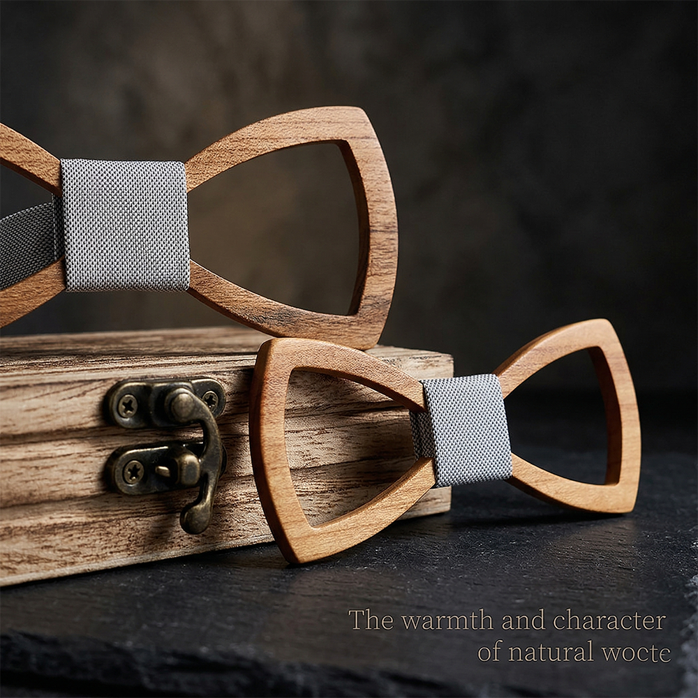 Wooden Bow Tie - Radiant Sun Pattern