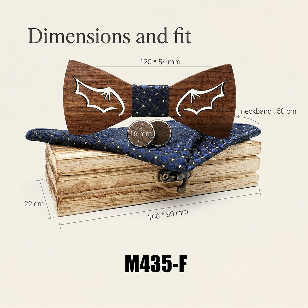 Wooden Bow Tie - Modern Grid Design