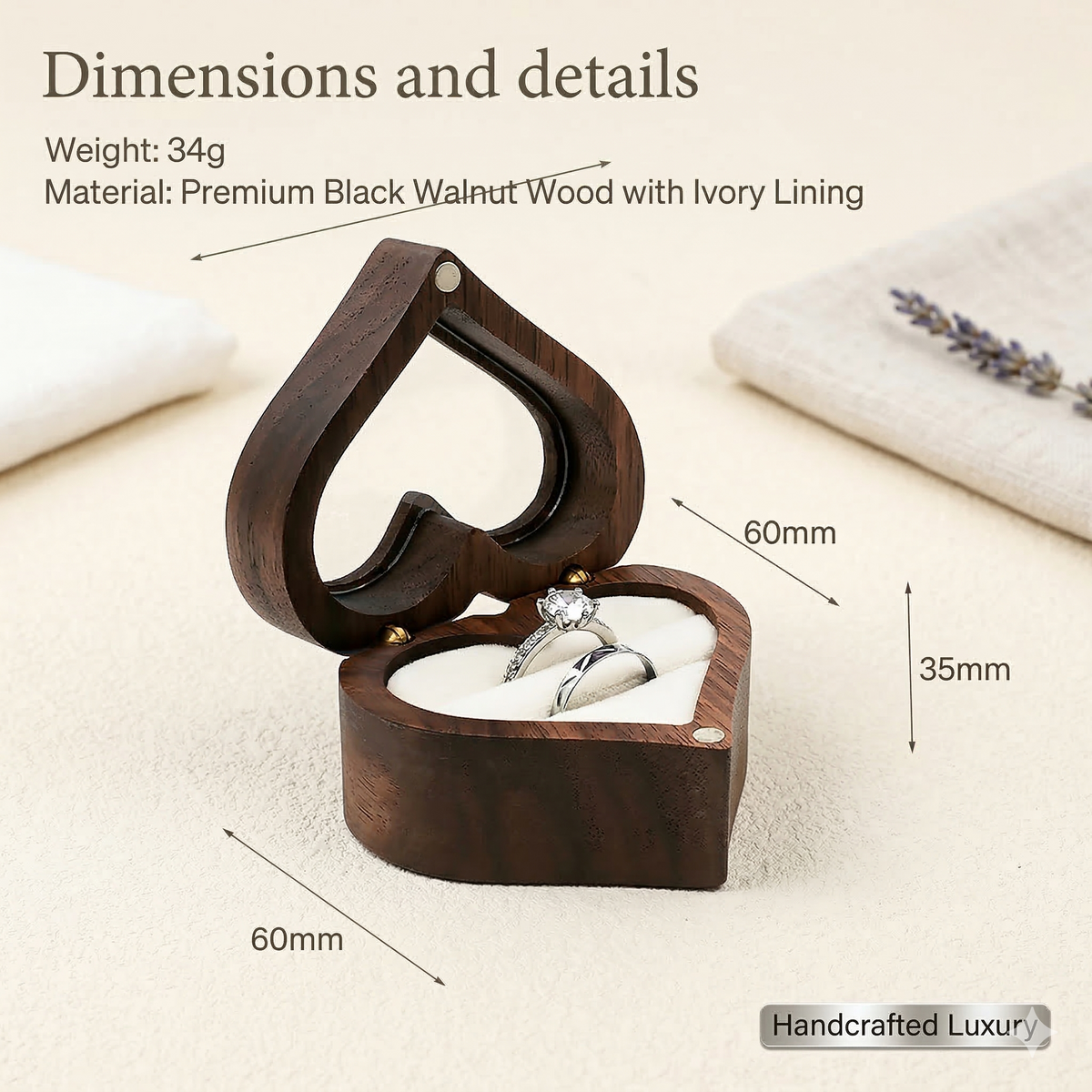 Mahoosive Heart Window Wooden Ring Box - Variant 27