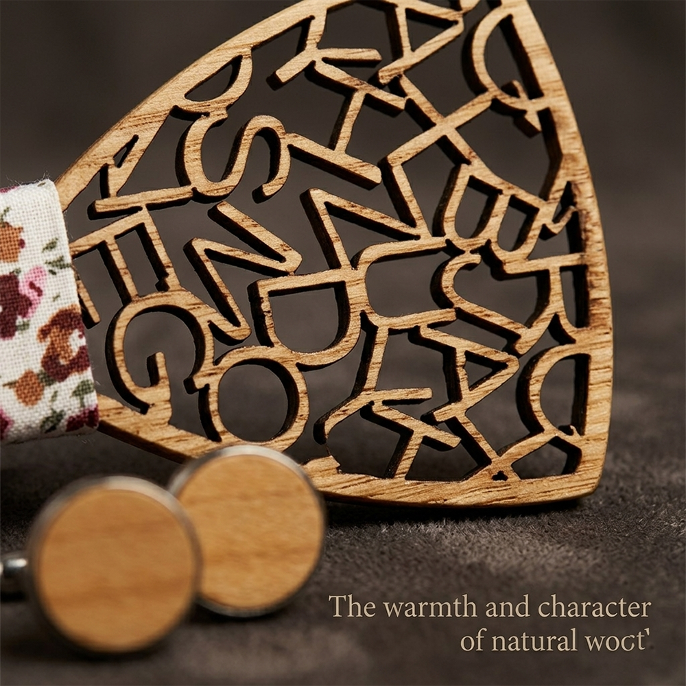 Wooden Bow Tie - Laser Cut Typography