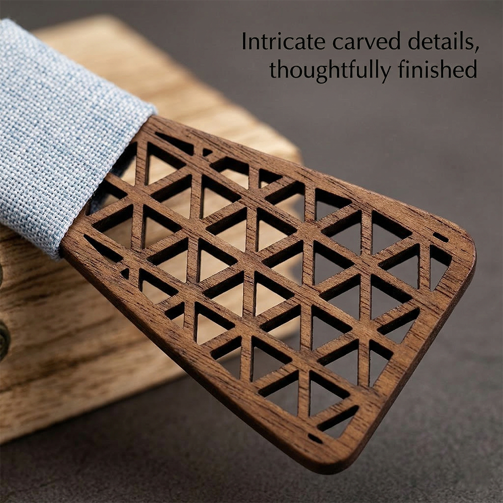 Wooden Bow Tie - Leaf Cutout Design