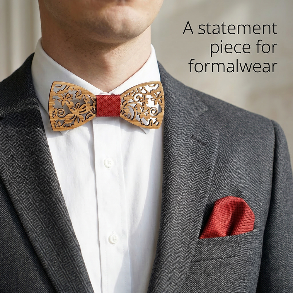 Wooden Bow Tie - Geometric Cutout