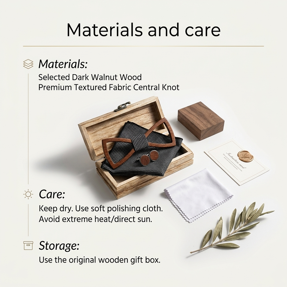 Wooden Bow Tie - Hollow Geometric Gift Set