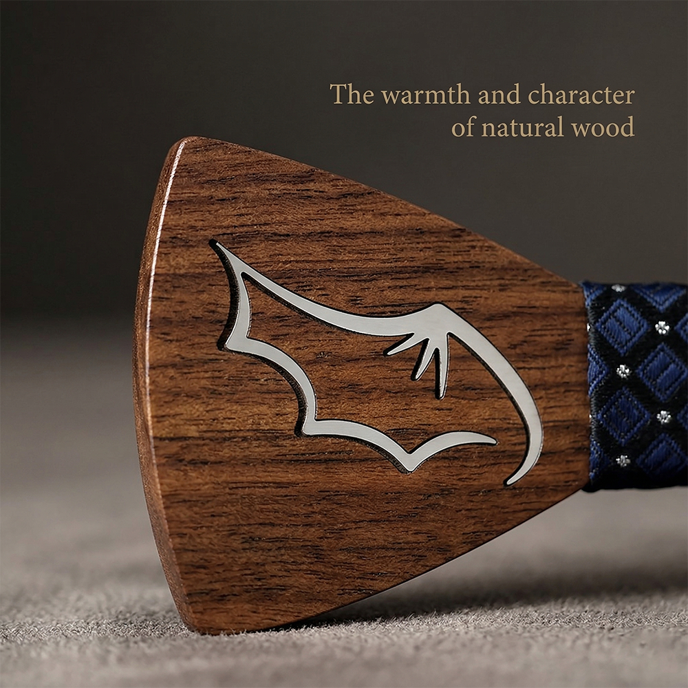 Wooden Bow Tie - Modern Grid Design