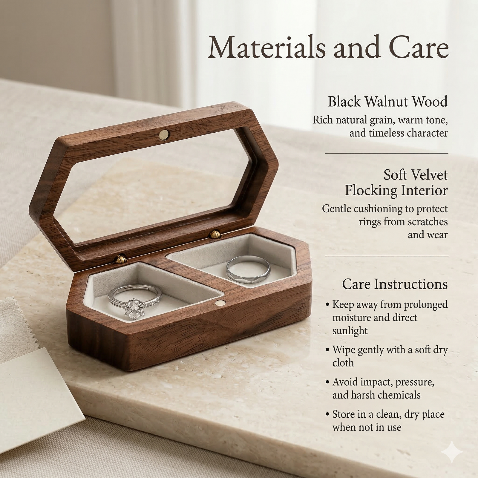 Hexagonal Wooden Ring Box - Mahoosive Handcrafted Wood Ring Box