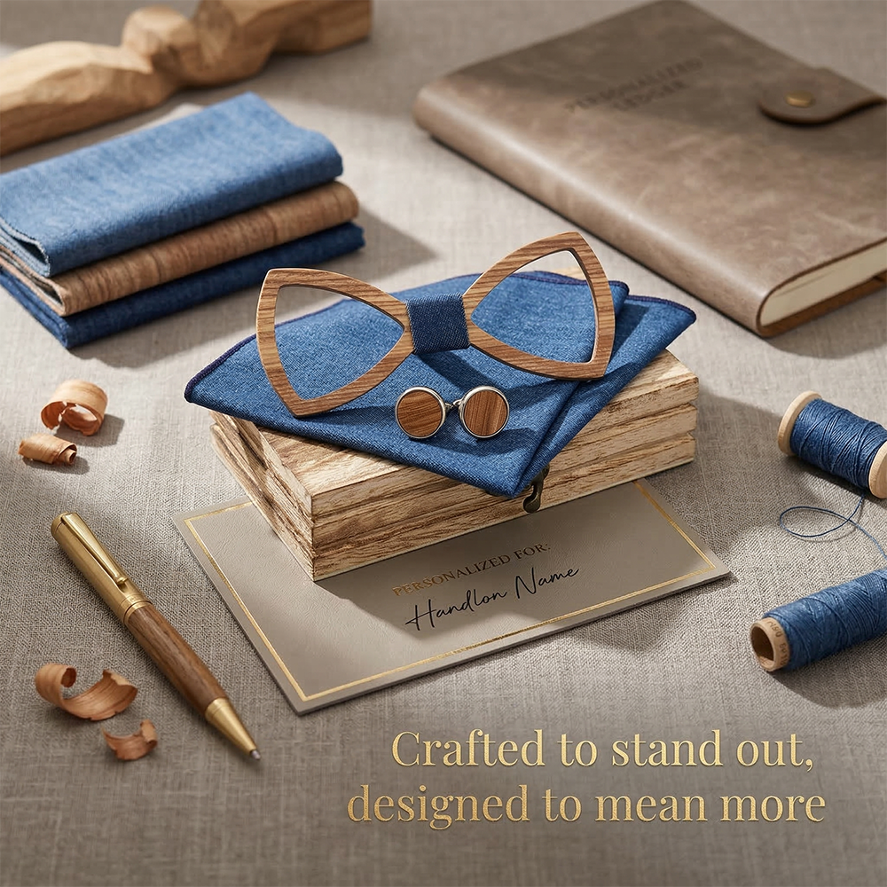 Wooden Bow Tie - Hollow Zebrawood Gift Set