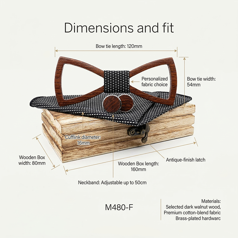 Wooden Bow Tie - Hollow Geometric Gift Set