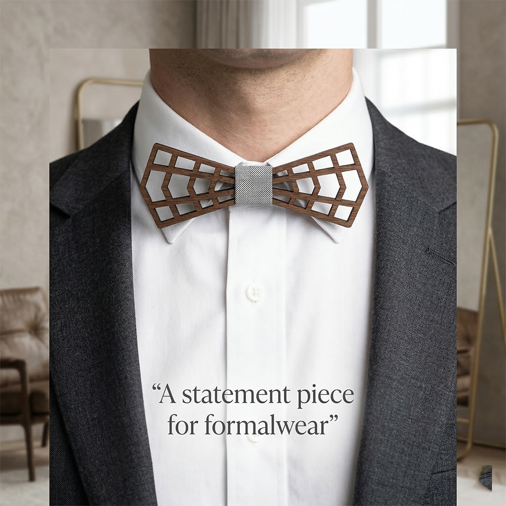 Wooden Bow Tie - Geometric Lattice Design