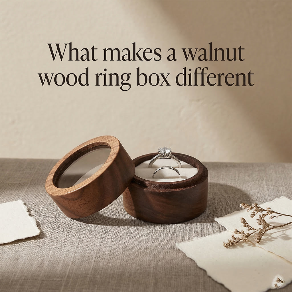 Round Window Wooden Ring Box - Mahoosive Handcrafted Wood Ring Box