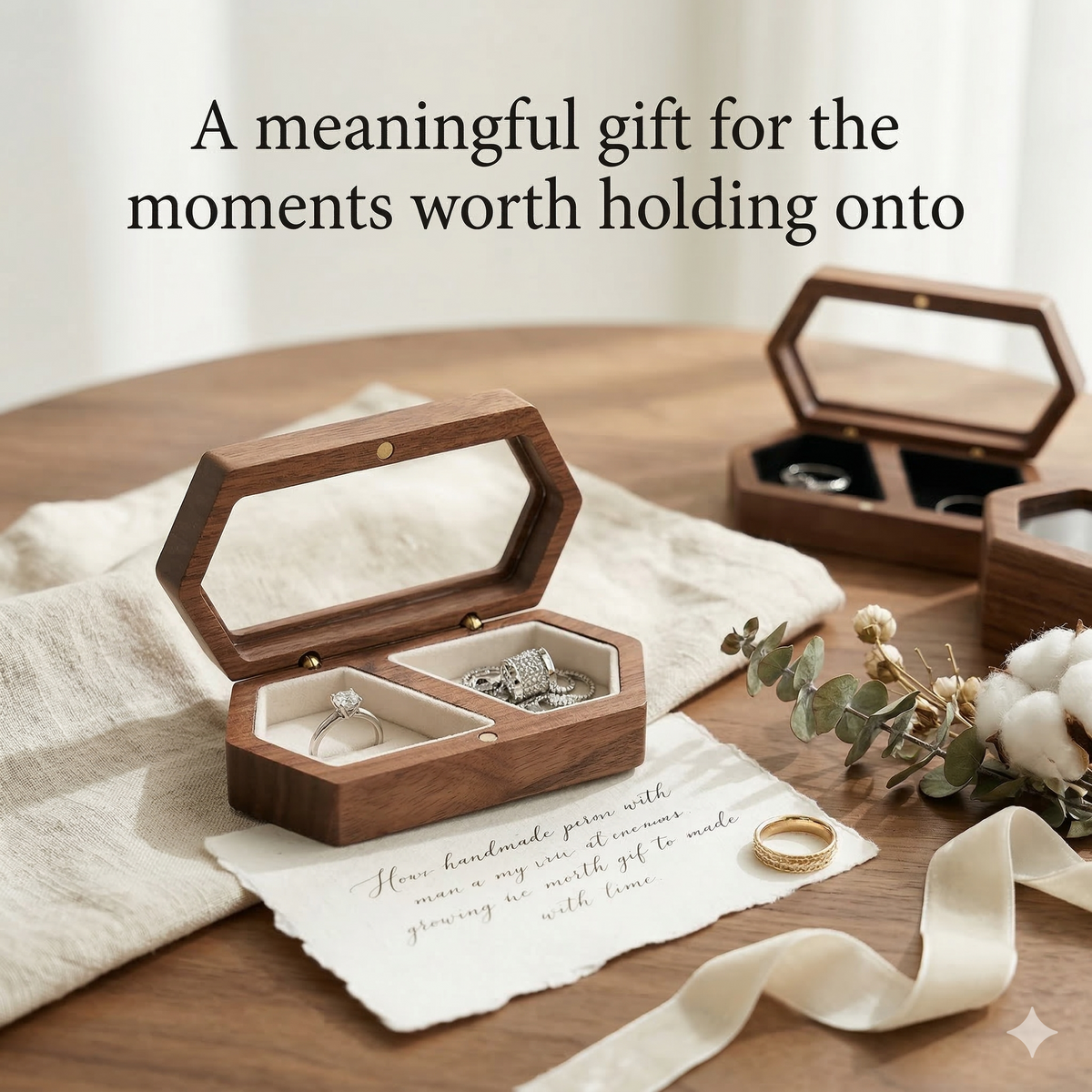 Hexagonal Wooden Ring Box - Mahoosive Handcrafted Wood Ring Box