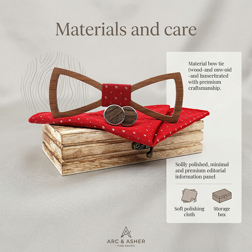 Wooden Bow Tie - Red Polka Dot Gift Set
