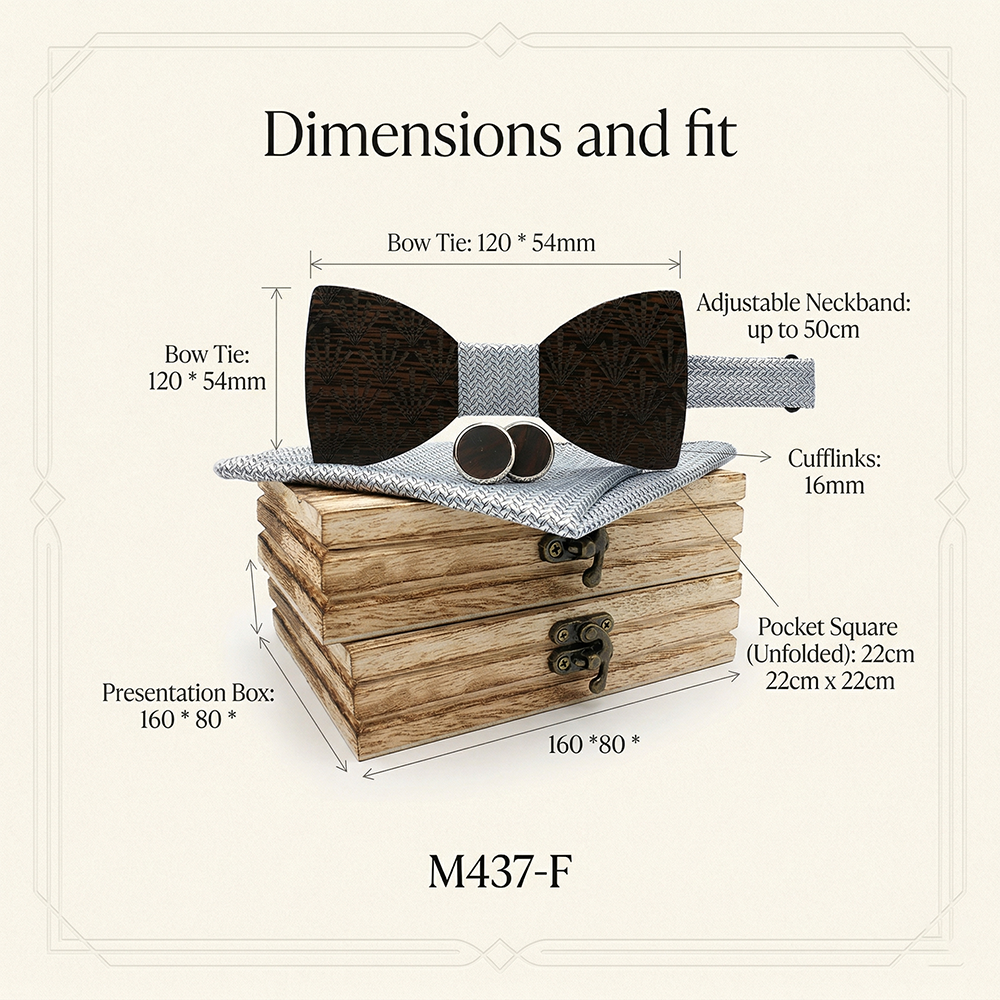 Wooden Bow Tie - Laser-etched Fan