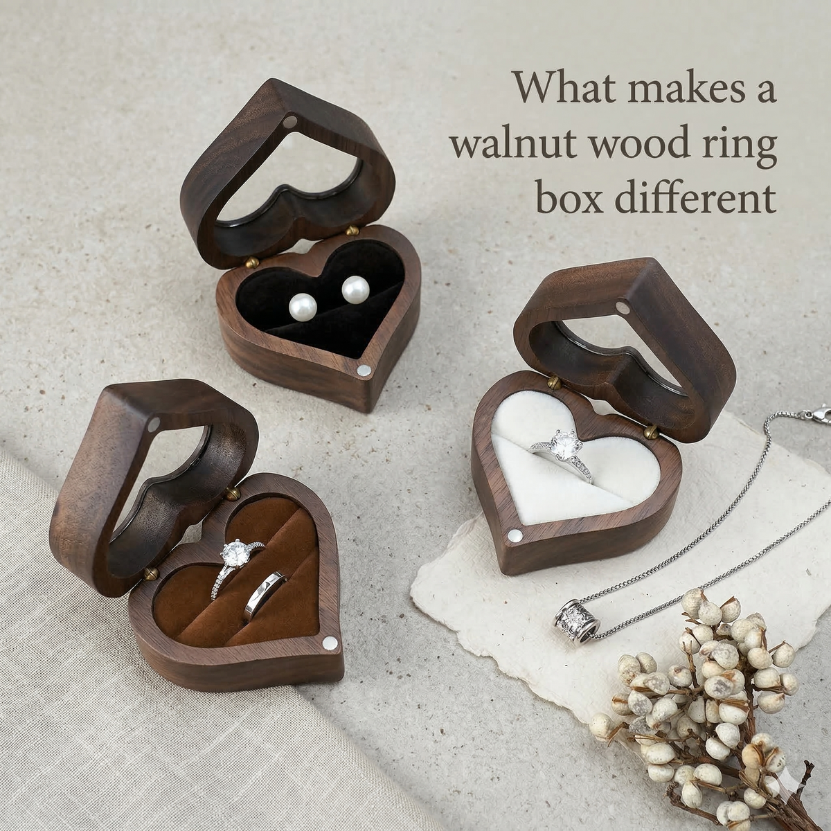 Mahoosive Heart Window Wooden Ring Box - Variant 30