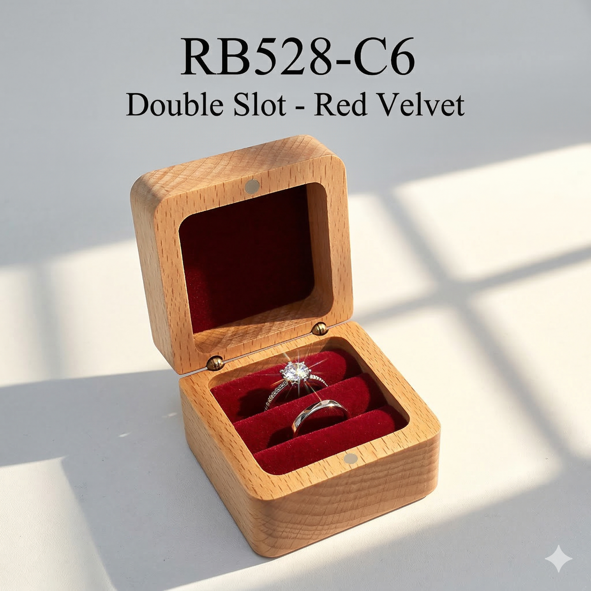 Beech Wood Square Ring Box - Mahoosive Handcrafted Wood Ring Box