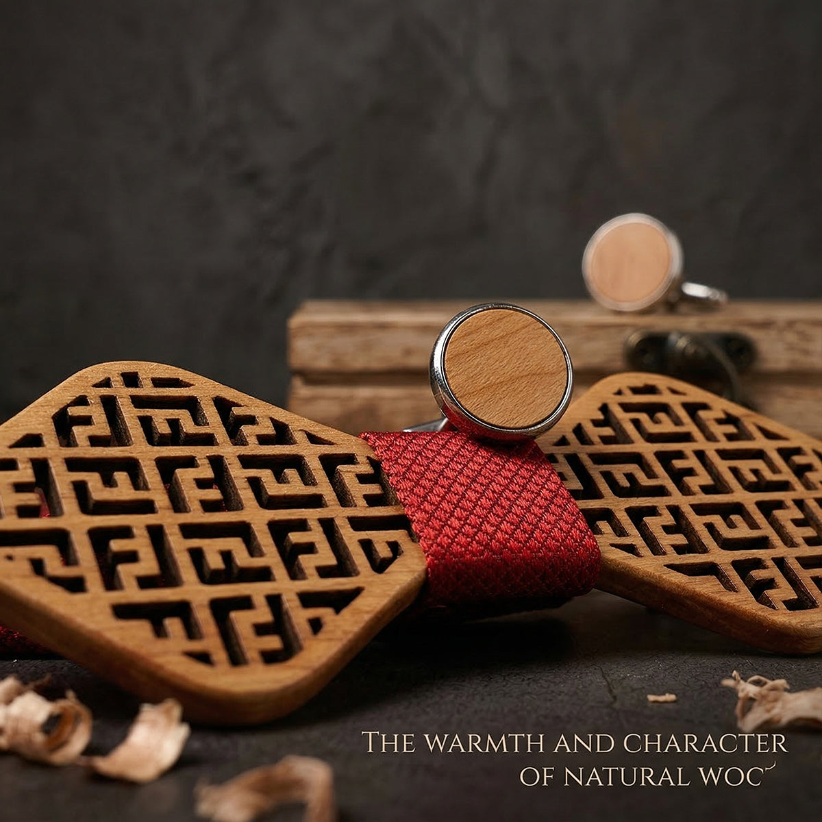 Wooden Bow Tie - Geometric Lattice (416)