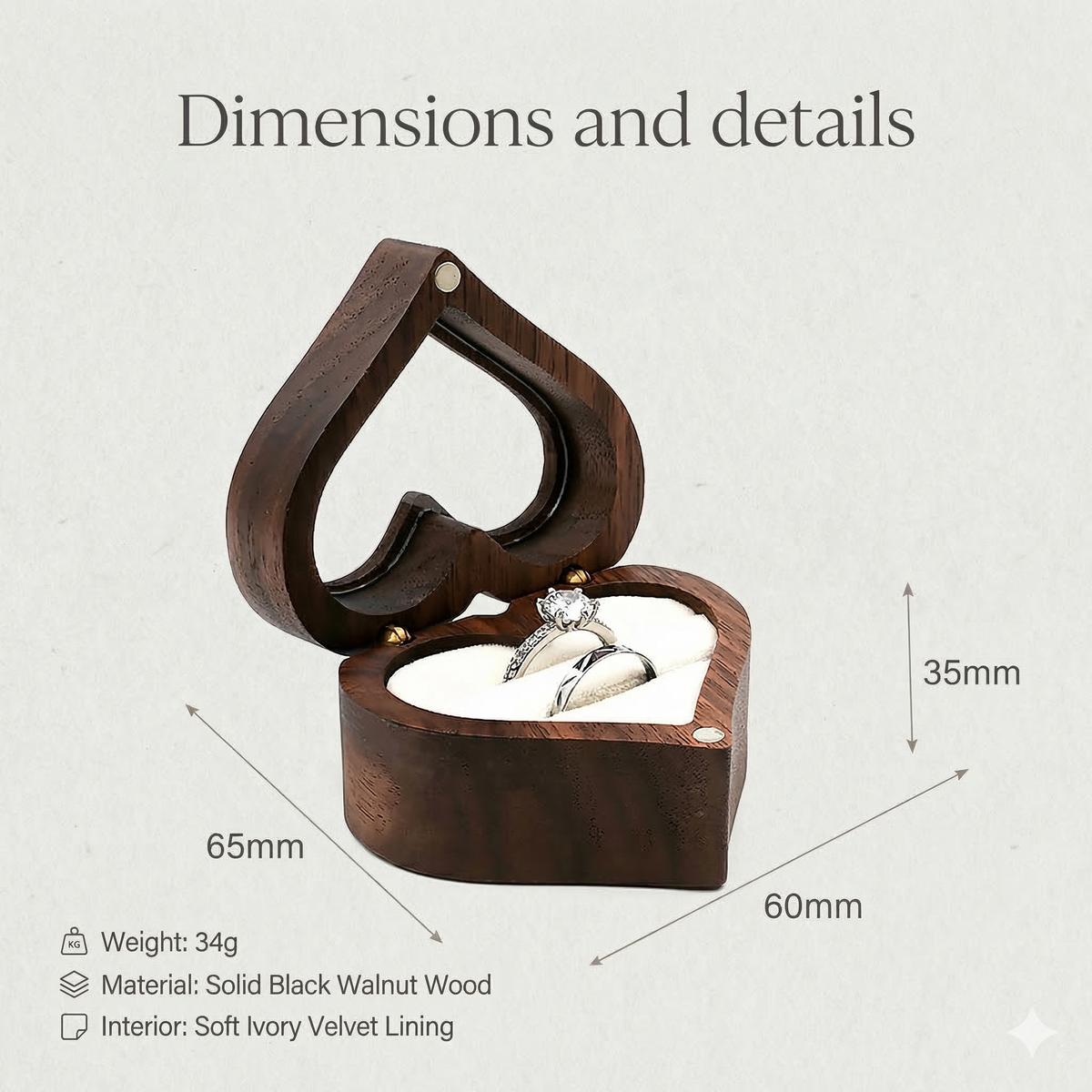 Mahoosive Heart Window Wooden Ring Box - Variant 11