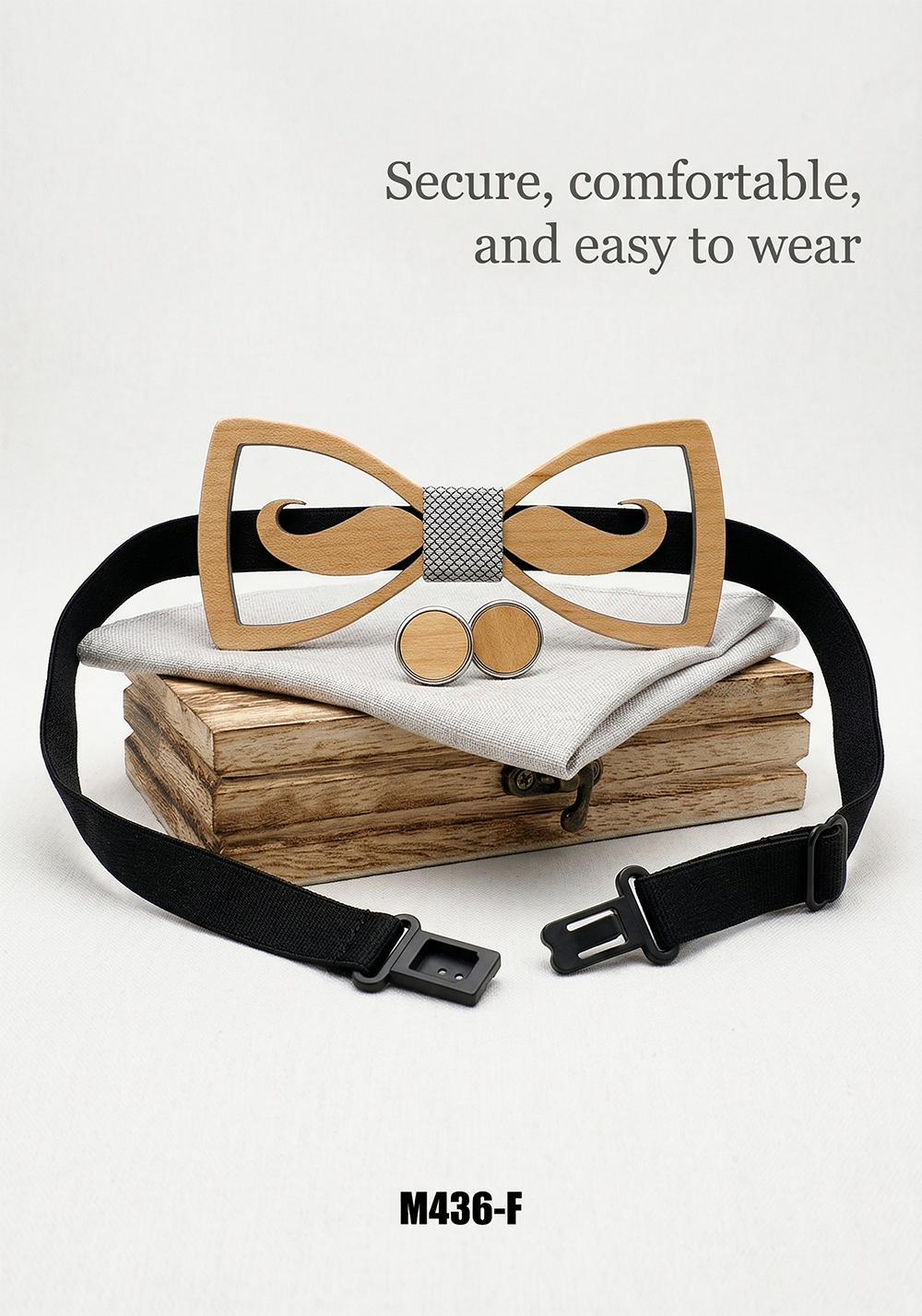 Wooden Bow Tie - Floral Laser Cut