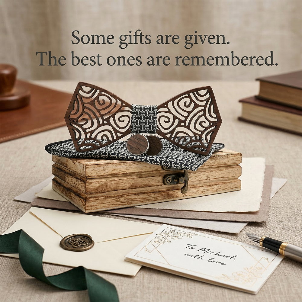 Wooden Bow Tie - Swirl Pattern (413)