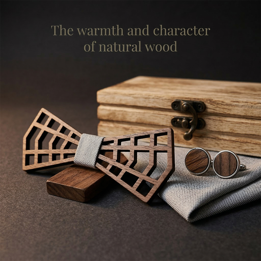 Wooden Bow Tie - Geometric Lattice Design