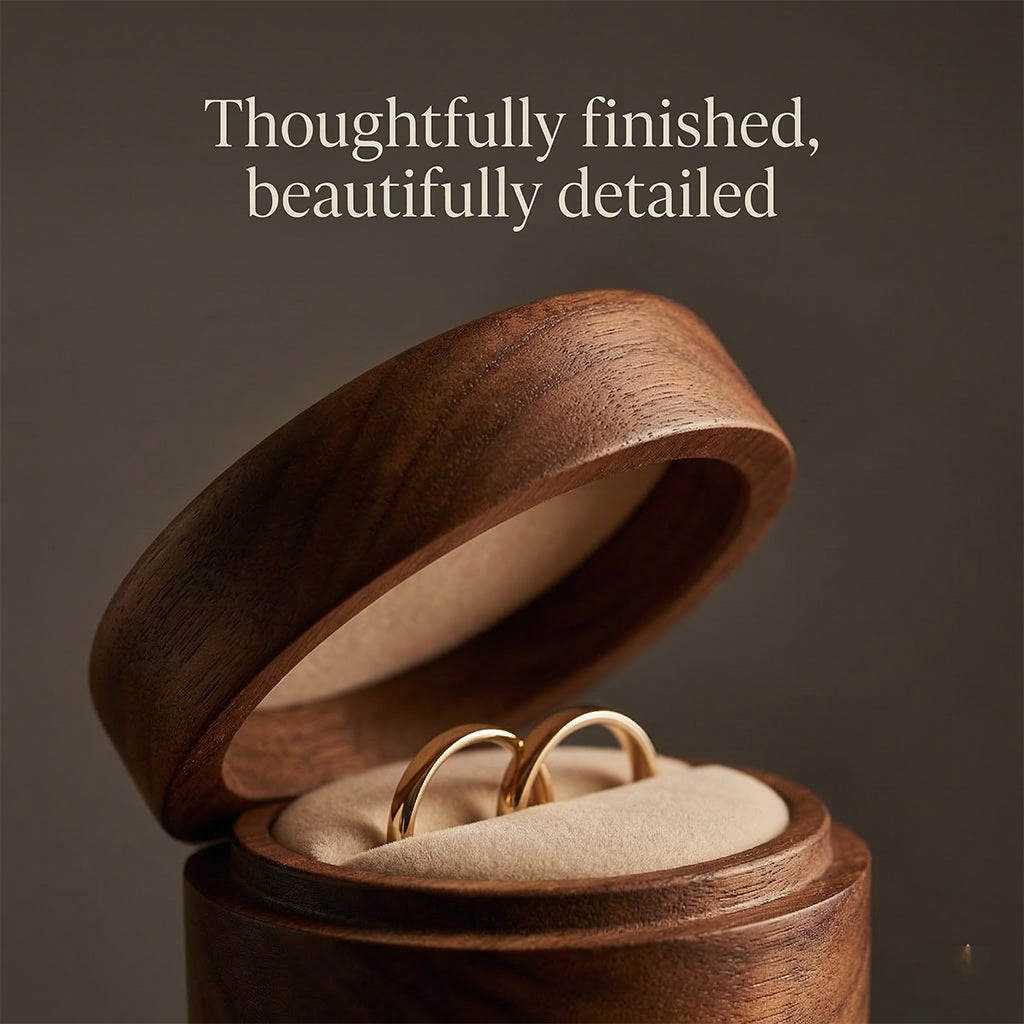 Round Window Wooden Ring Box - Mahoosive Handcrafted Wood Ring Box