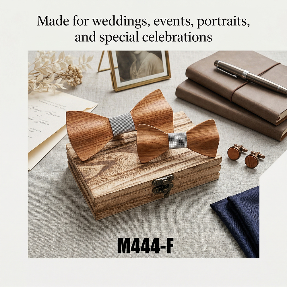 Wooden Bow Tie - Geometric Frame Design