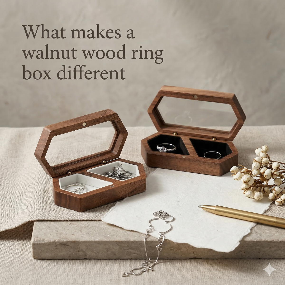 Hexagonal Wooden Ring Box - Mahoosive Handcrafted Wood Ring Box