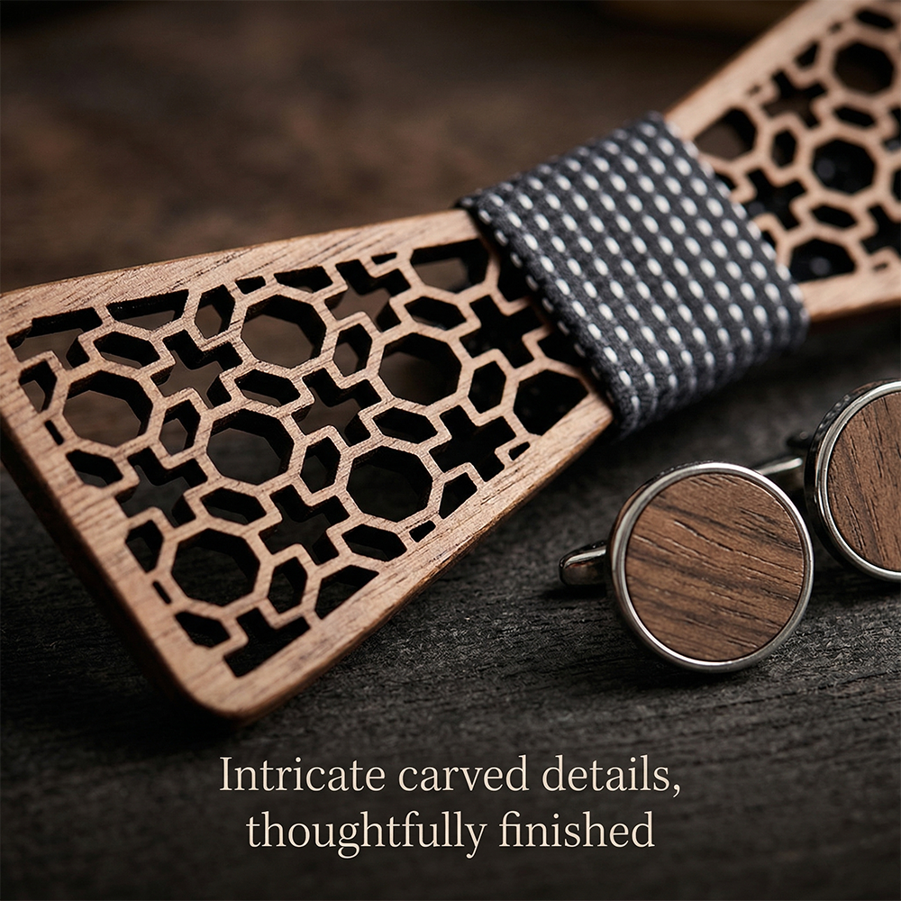 Wooden Bow Tie - Honeycomb (427)