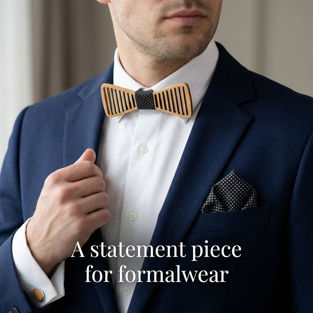 Wooden Bow Tie - Star Pattern