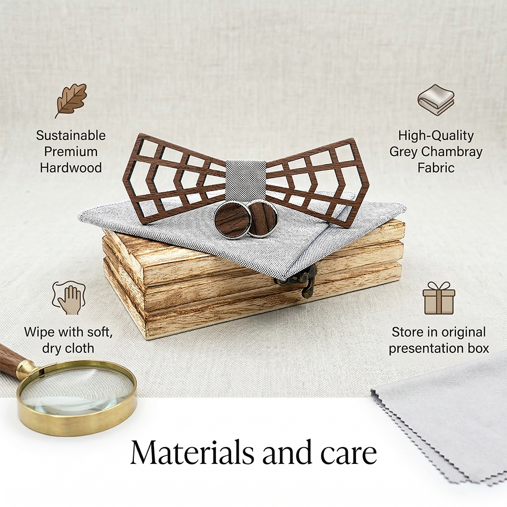 Wooden Bow Tie - Geometric Lattice Design
