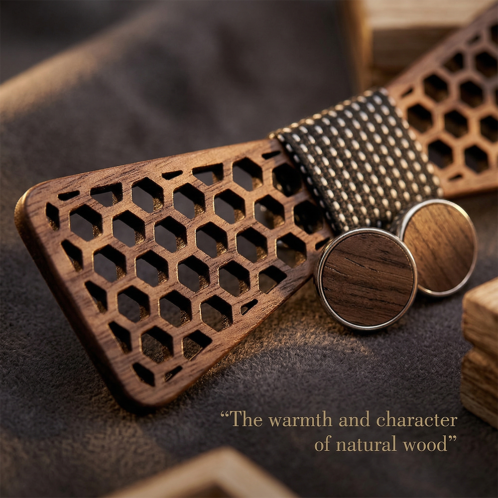 Wooden Bow Tie - Compass Design