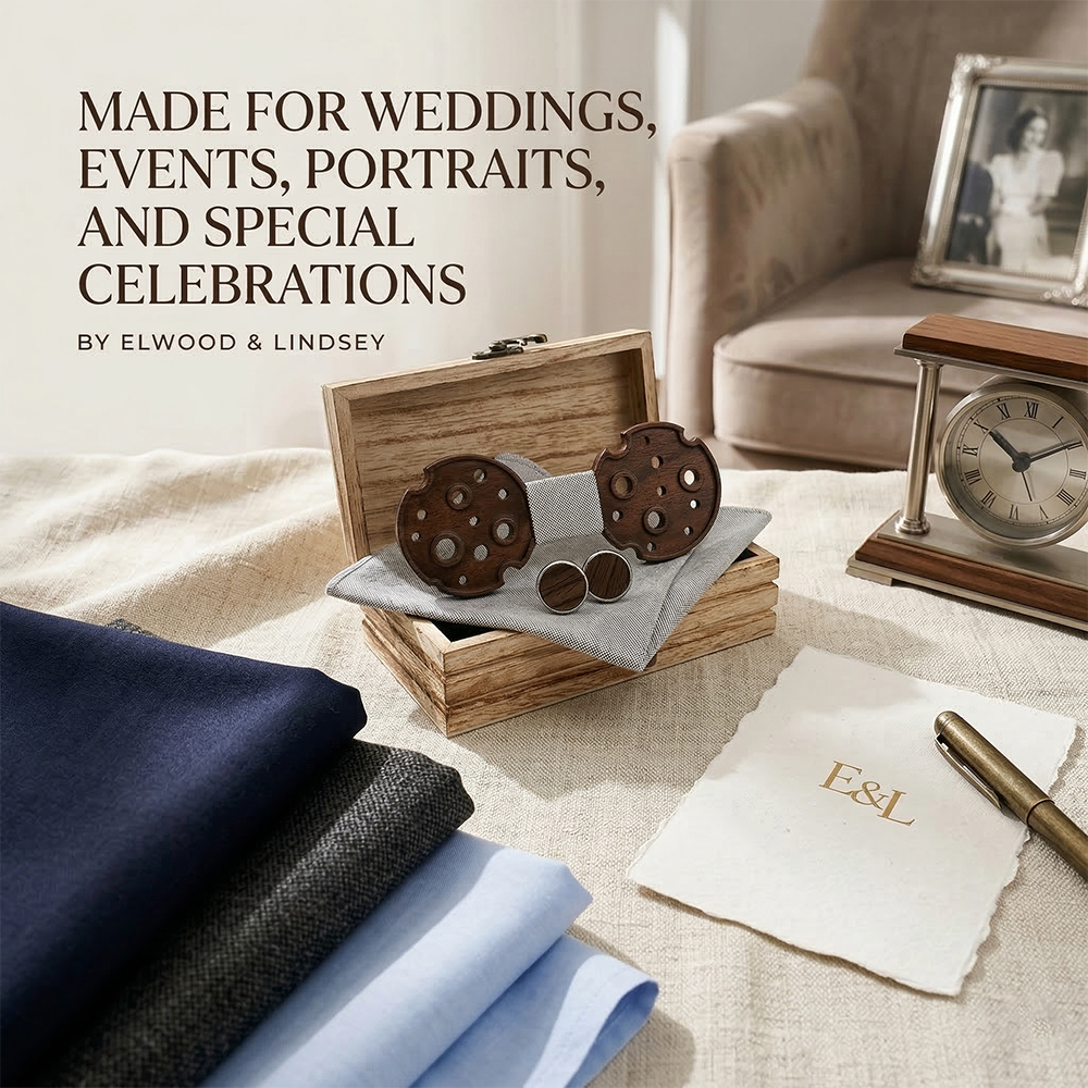 Wooden Bow Tie - Vintage Film Reel Design