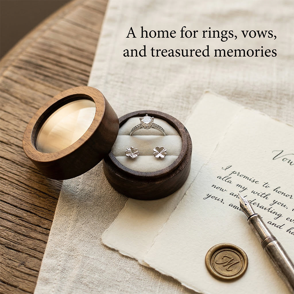 Mahoosive Round Window Wooden Ring Box - Variant 19