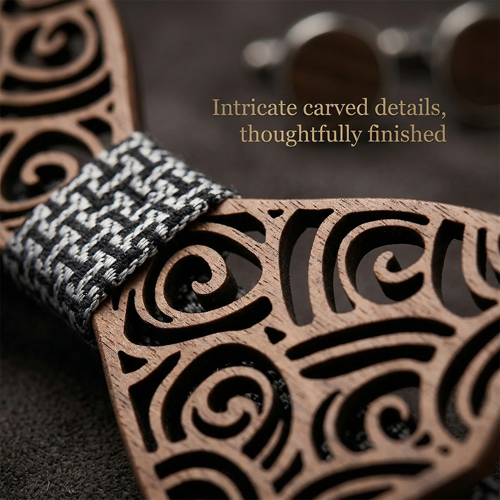 Wooden Bow Tie - Swirl Pattern (413)