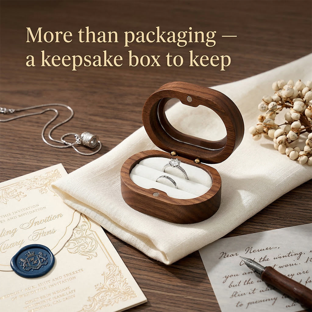 Mahoosive Oval Window Wooden Ring Box - Variant 12
