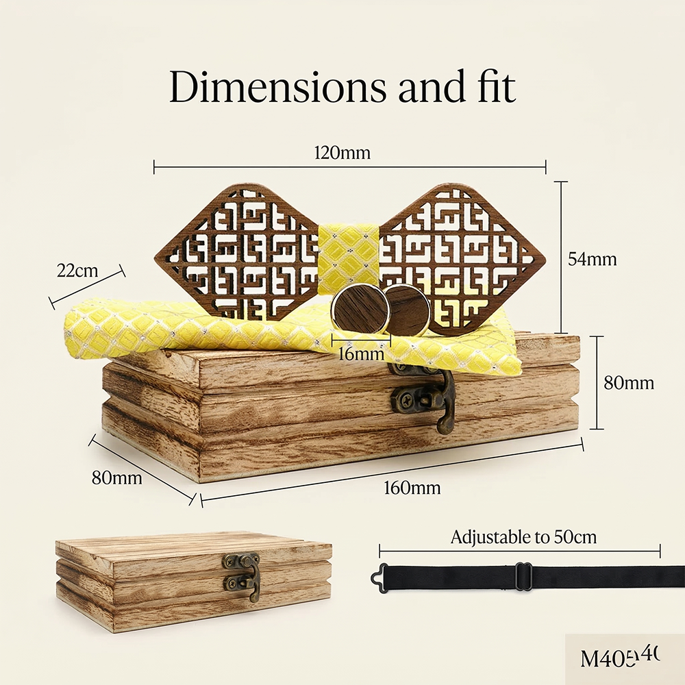 Wooden Bow Tie - Geometric Maze (405)