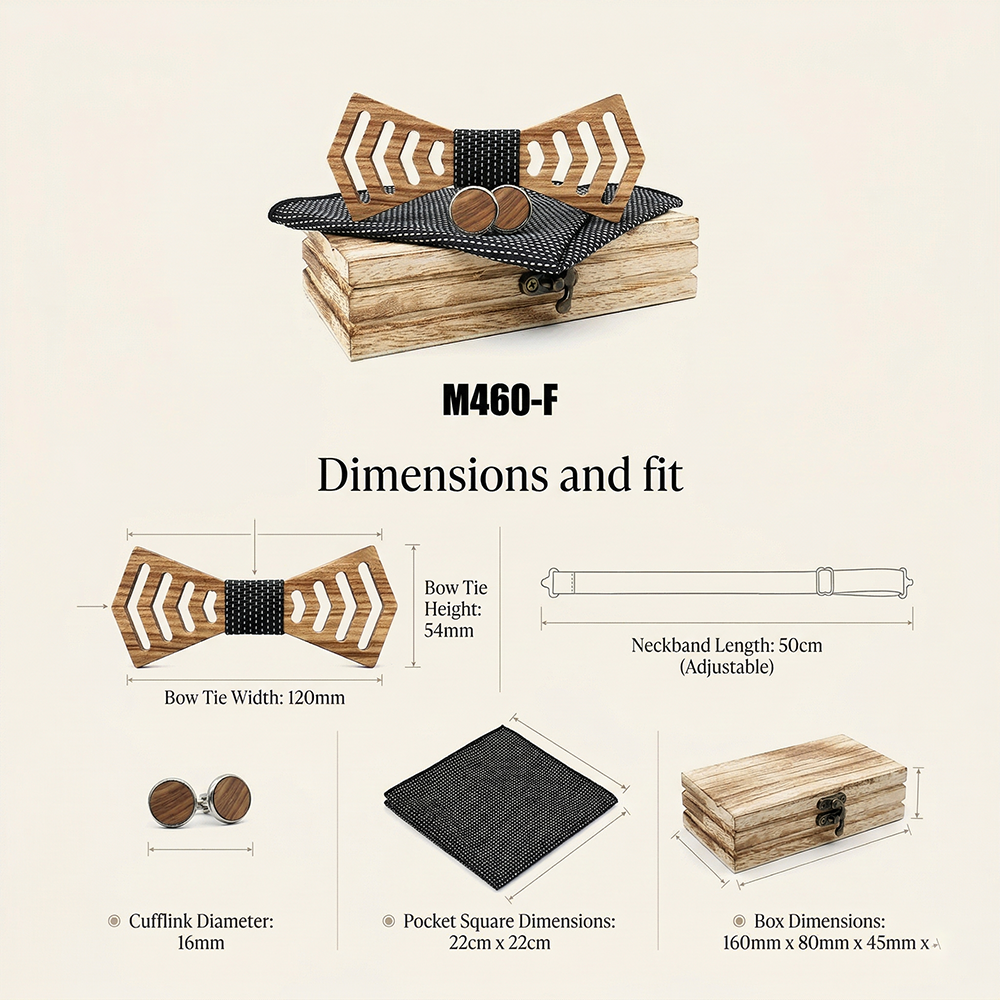 Wooden Bow Tie - Chevron Cutout Design
