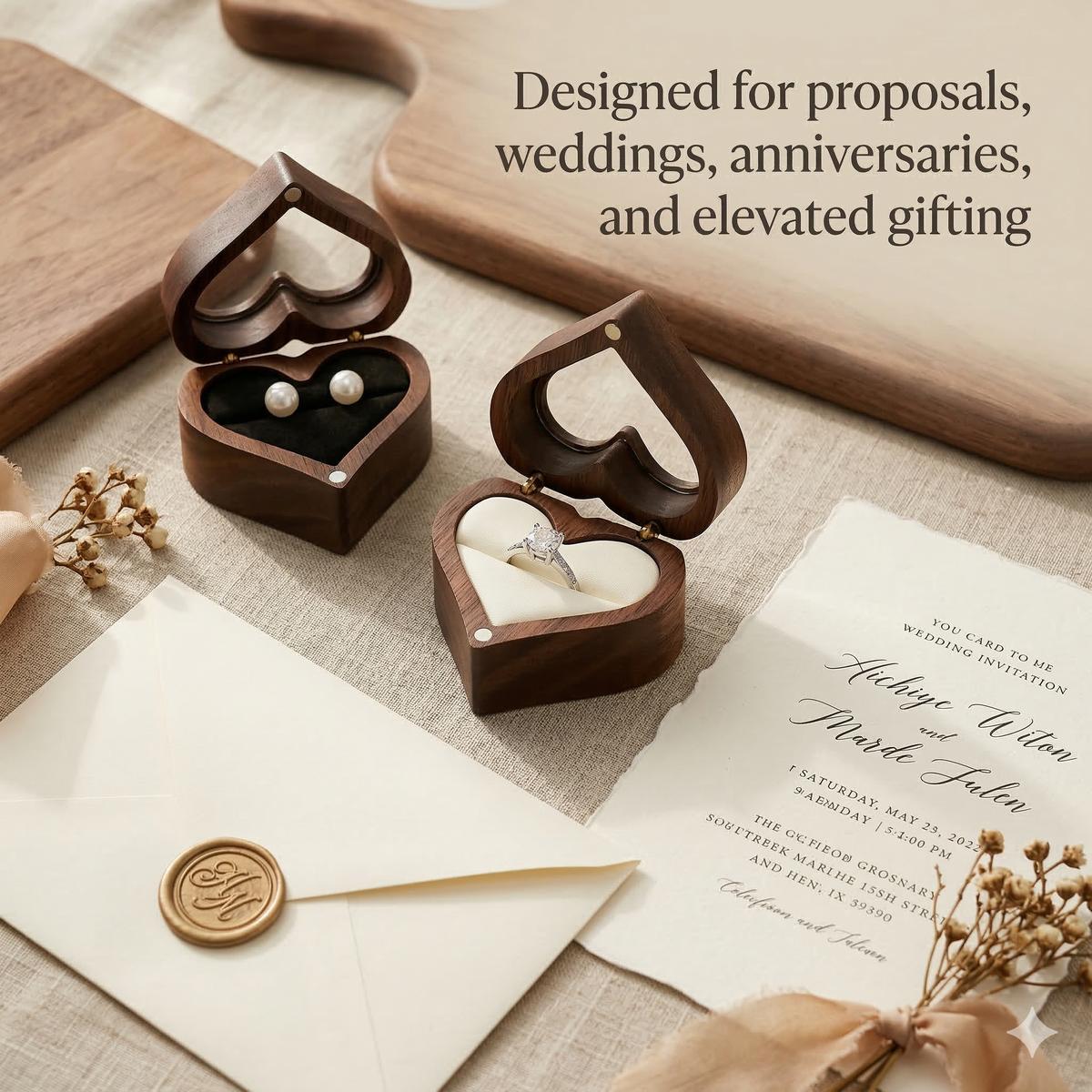 Mahoosive Heart Window Wooden Ring Box - Variant 33
