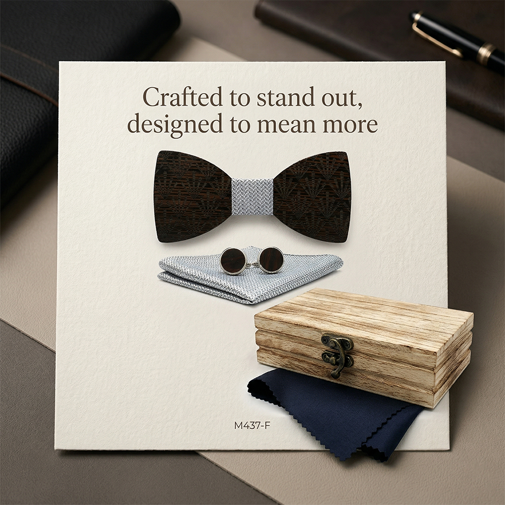 Wooden Bow Tie - Laser-etched Fan