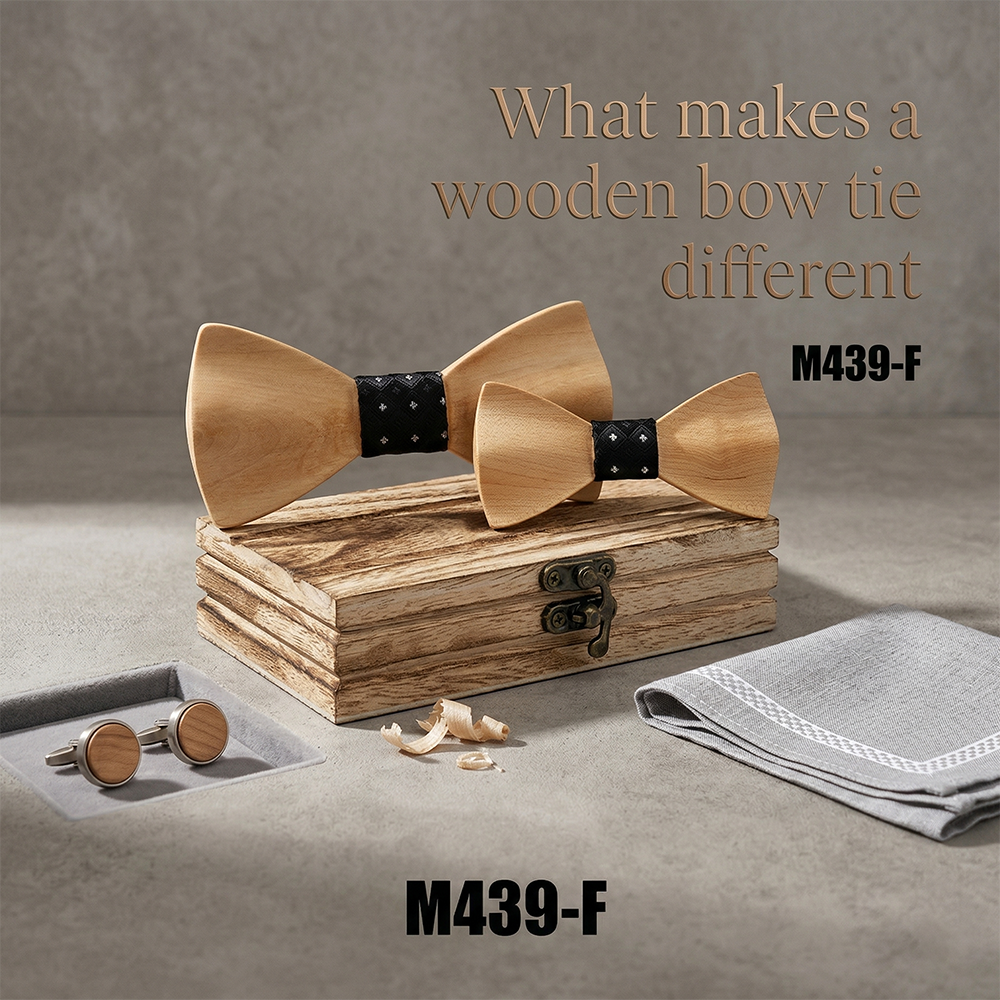 Wooden Bow Tie - Fabric Center (439)