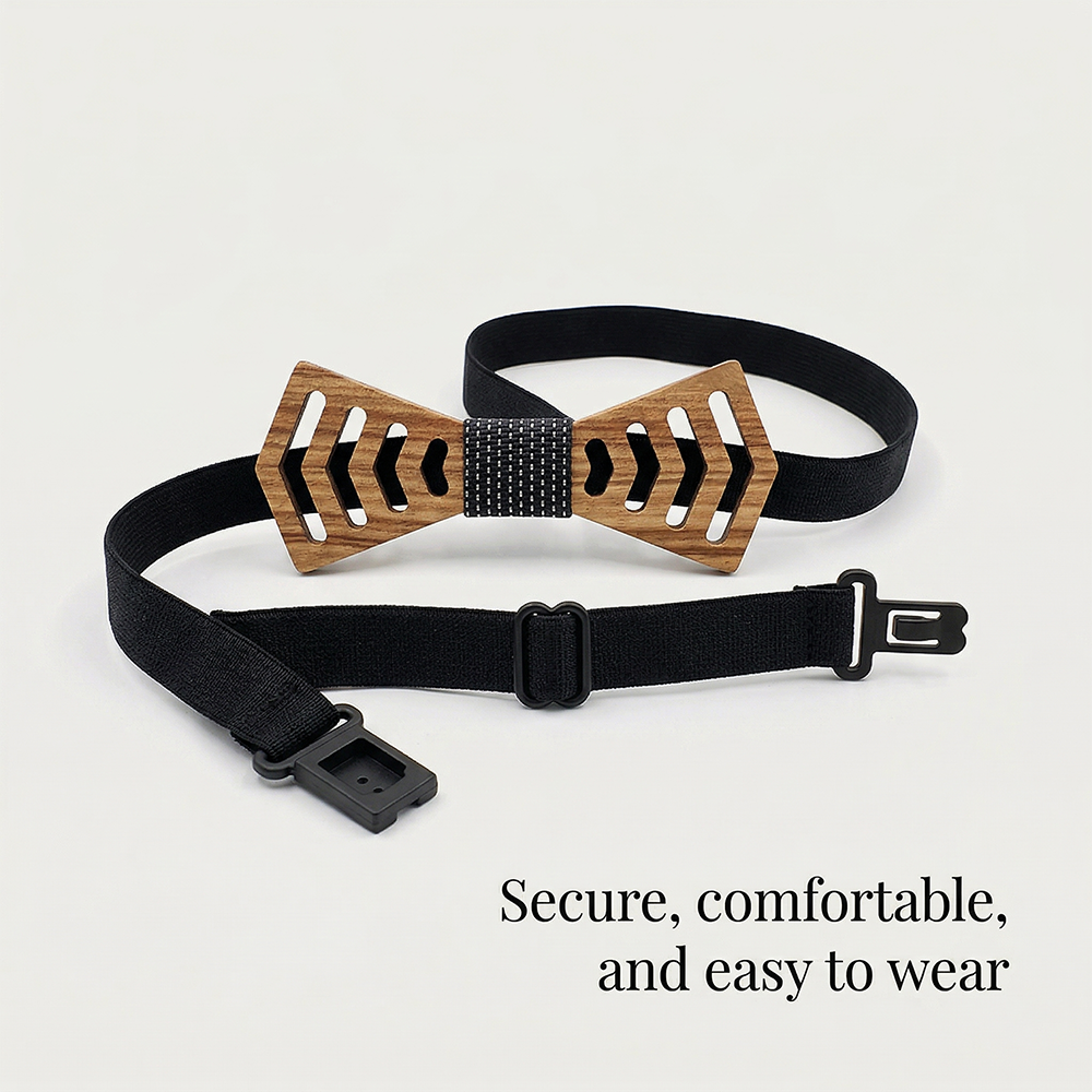 Wooden Bow Tie - Chevron Cutout Design