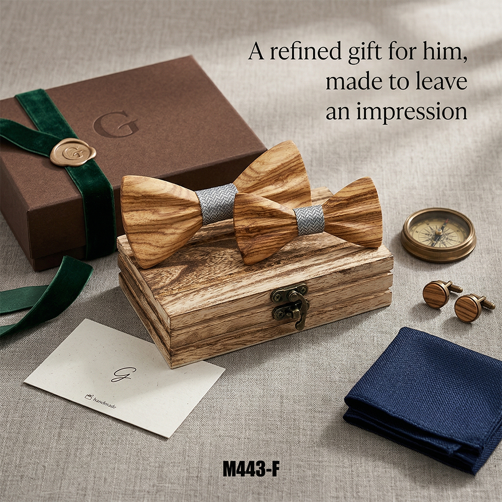 Wooden Bow Tie - Art Deco Geometric