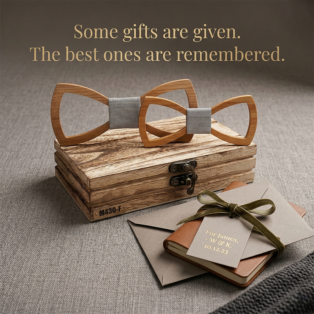 Wooden Bow Tie - Radiant Sun Pattern