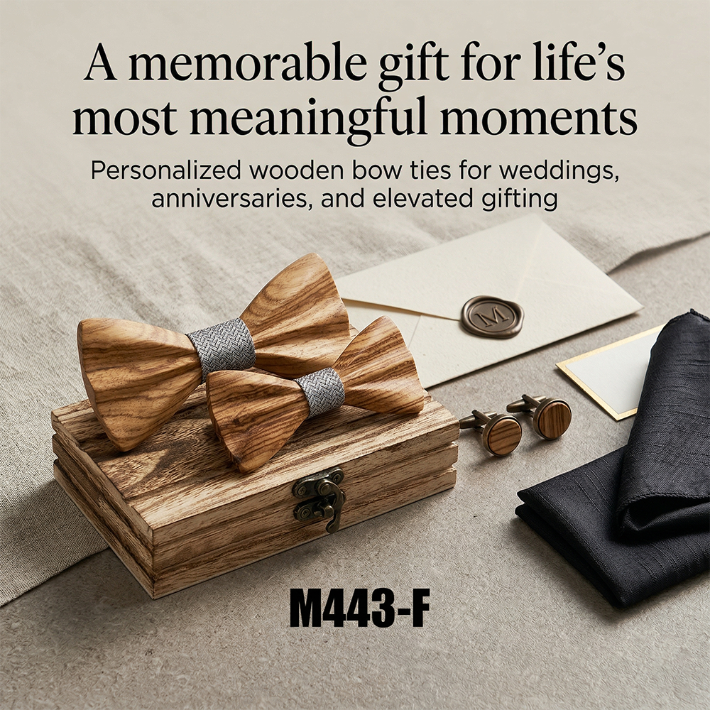 Wooden Bow Tie - Art Deco Geometric