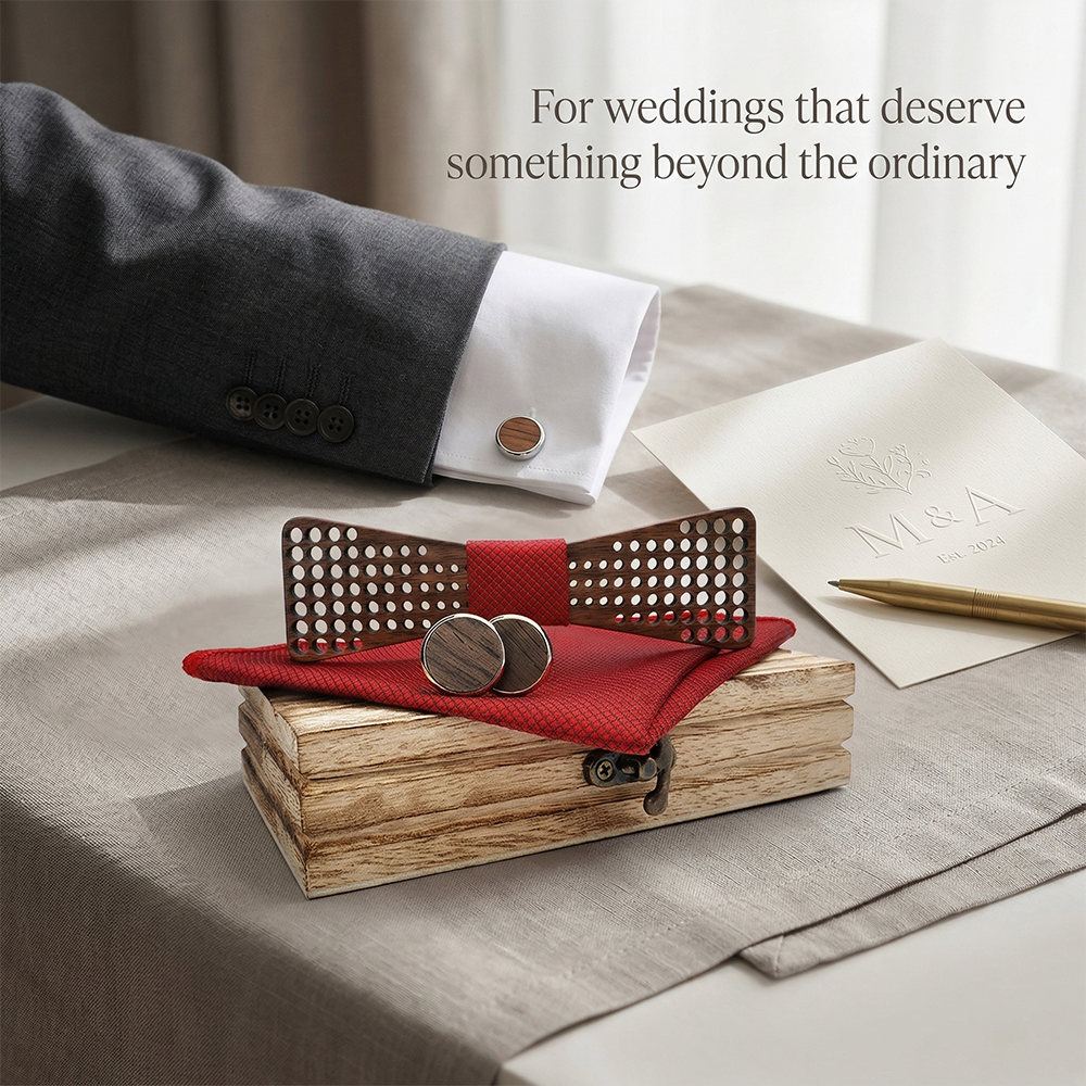 Wooden Bow Tie - Celtic Cross Design